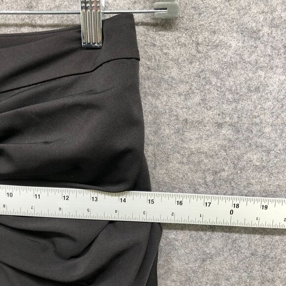 Gracia Ruched Zipper Front Midi Skirt Womens S Black Ruffle Bodycon Avant Garde - Picture 9 of 11